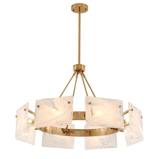 32" Gold Metal Chandelier With White Glass Shades - Bed Bath & Beyond ...