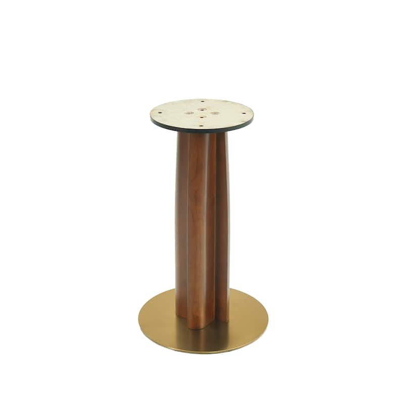 Modern Round Dining Table, 33.5" Tempered Glass Table with Wooden Leg & Gold Base, 2 - Person Kitchen Table for Small Space