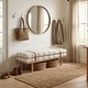 preview thumbnail 16 of 60, HomePop upholstered Bench with Wood Base Light Brown Stripe