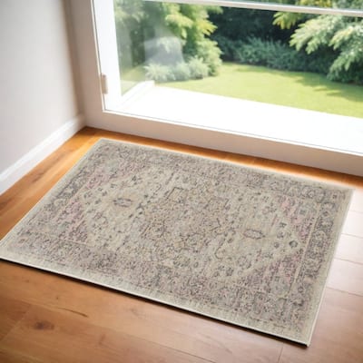HomeRootsFloral Medallion Transitional Rectangle Area Rug - 48' X '24' X '0.5