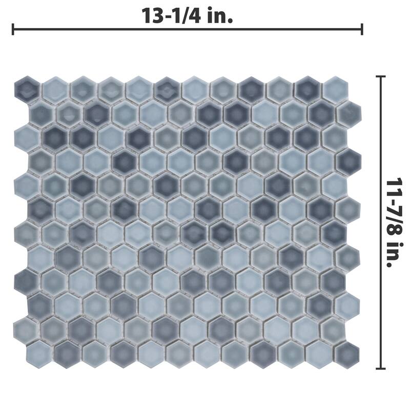 Merola Tile Hudson 1" Hex Stillwater 11-7/8" x 13-1/4" Porcelain Floor and Wall Tile