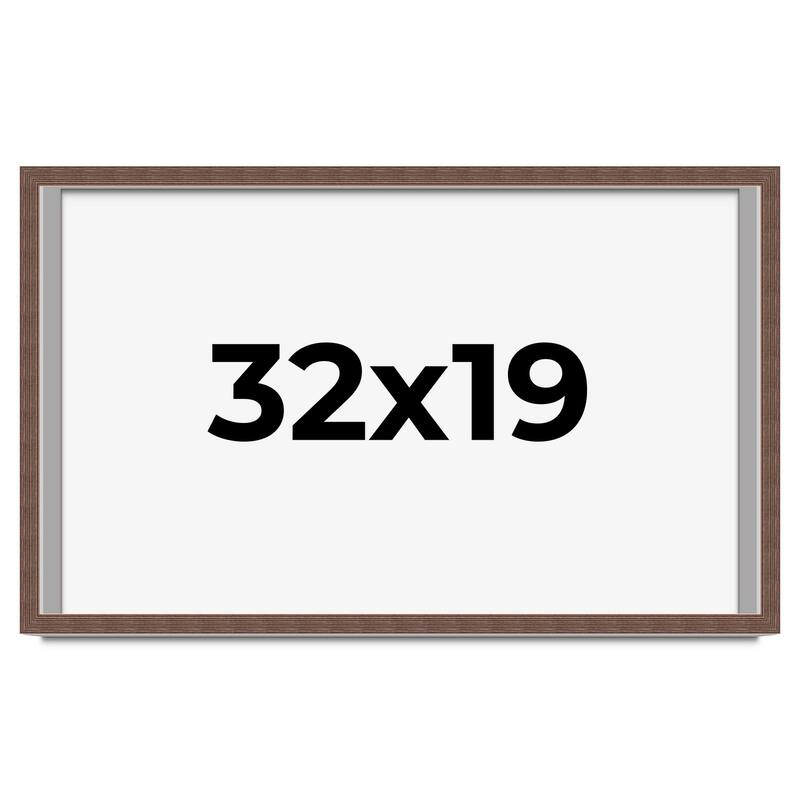 32x19 Shadow Box Frame Brown | 1.125 inches Deep Real Wood Rustic