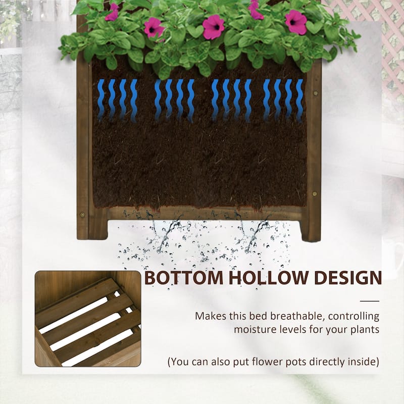 Modern Style Garden Bed Freestanding Corner Planters with Trellis, for Climbing Plants Flowers and Planting Carbonization