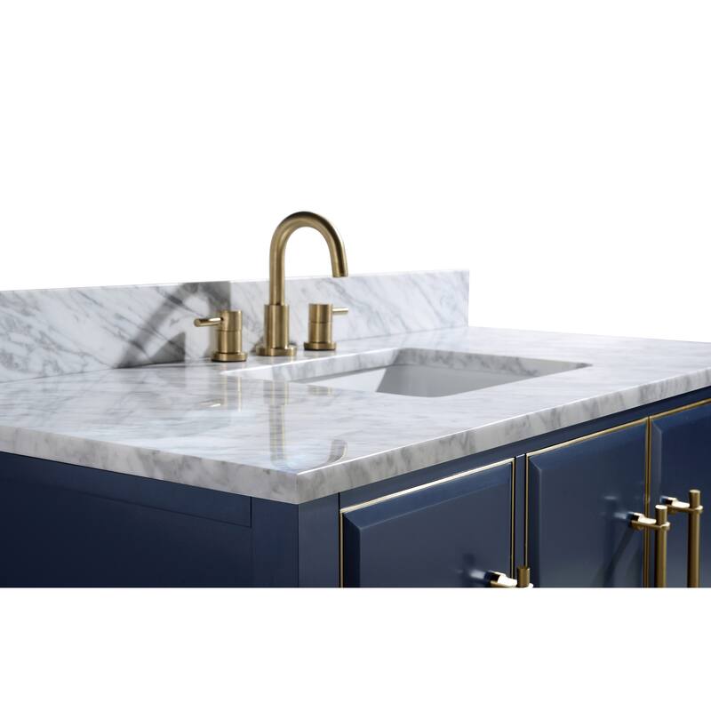 Avanity Carrara White Natural Marble Vanity Top with Rectangular Undermount Sinks