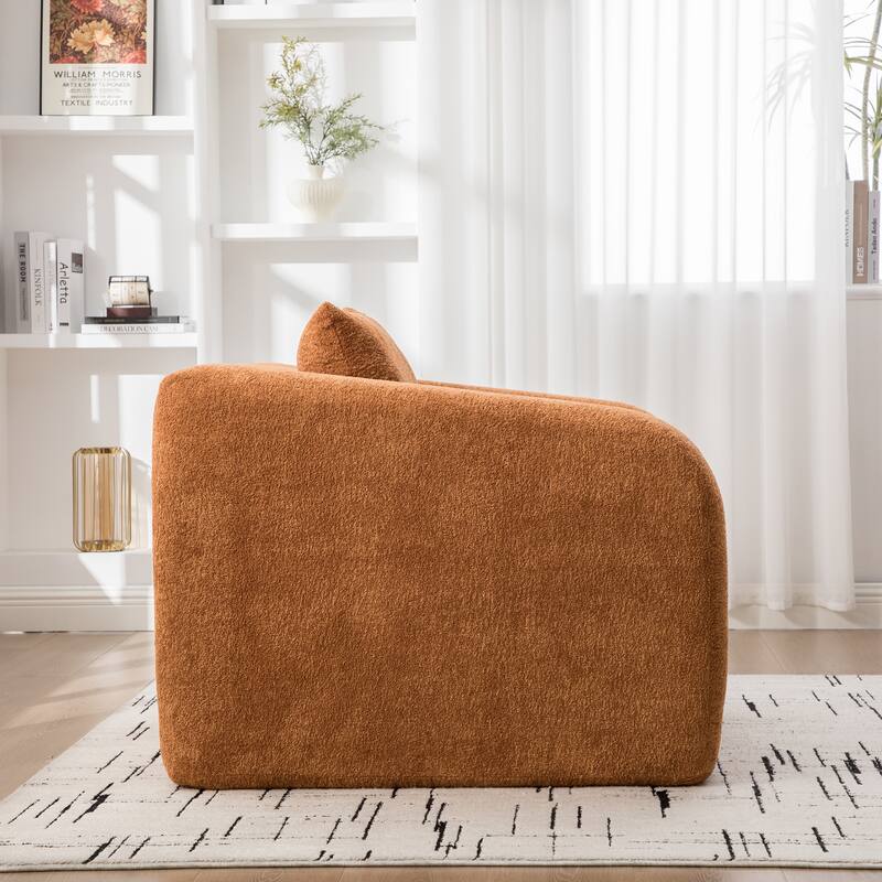 40" Convertible Chenille Floor Sofa Bed, Foldable Boneless Mattress Cloud Single Couch Lounge Chair with Armrest & Pillow