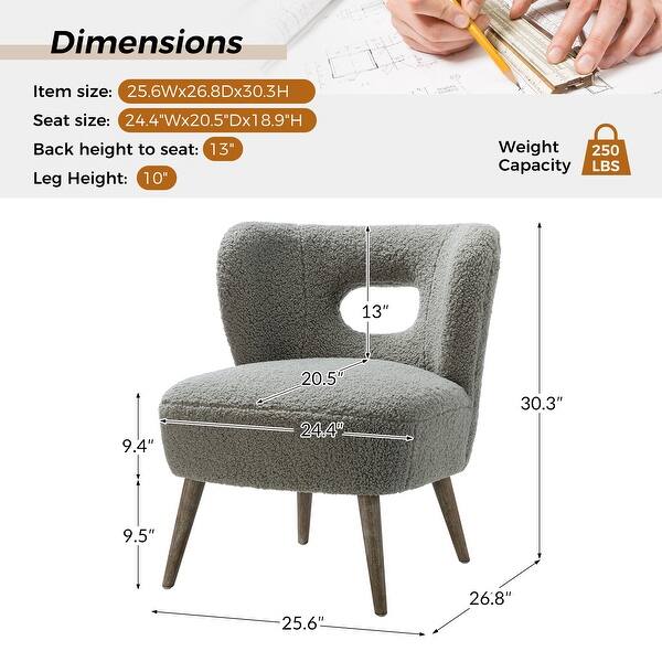 dimension image slide 7 of 16, Dulcinea Ullna Lambskin Sherpa Upholstery Accent Chair by HULALA HOME