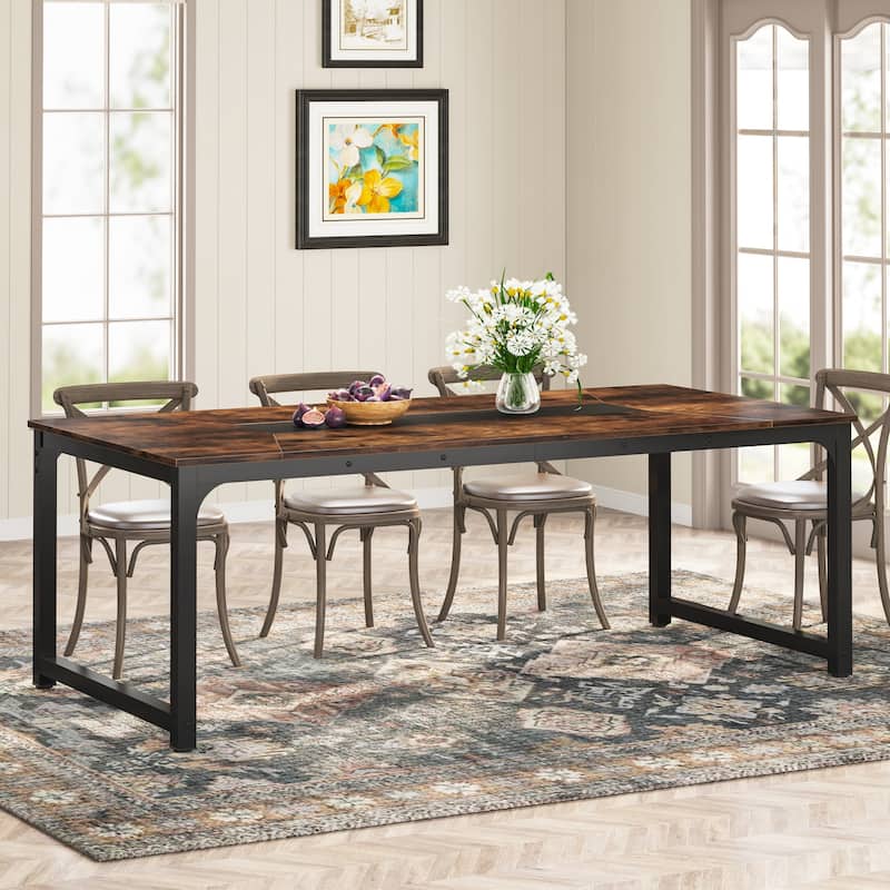 71 Inches Extra Long Industrial Dining Table for 6 - 70.9" L x 35.4" W x 30.3" H - Rustic Brown