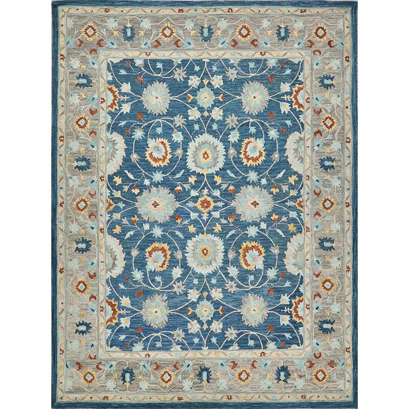 Newport hand-tufted New Zealand Wool Blue/Gray Area Rug - Overstock ...