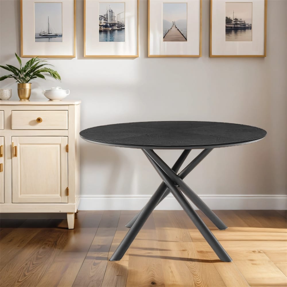 Round MDF Short Leisure Tea Table with Cross Legs Metal Base