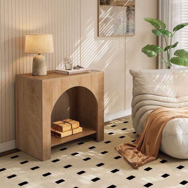 Farmhouse Night Stand for Bedroom, Home Office, Brown Bedside Table