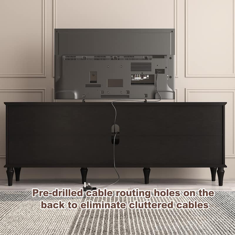 67" Mid-Century TV Stand for TVs up to 75", Black