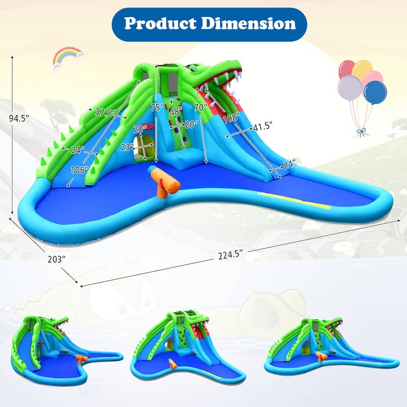 Gymax Inflatable Water Slide Park Kids Bounce House w/ Dual Slides