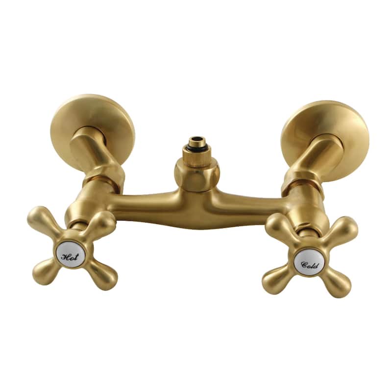 Kingston Brass Vintage Wall Mount Tub Filler Faucet with Riser Adapter - Brushed Brass