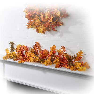 48" Harvest Bounty Oak Leaf Garland - Harvest Mix