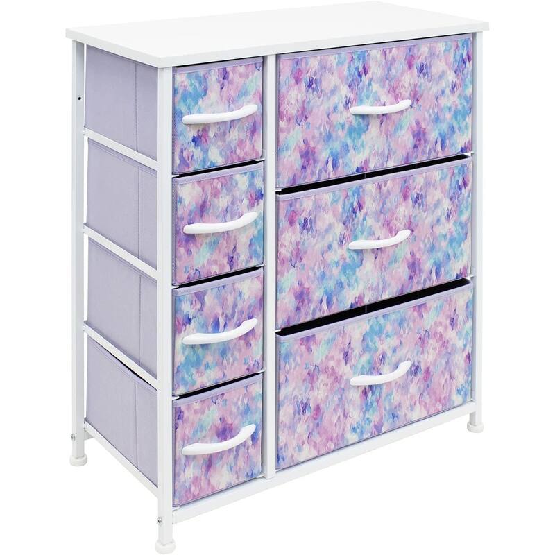 Dresser w/ 7 Drawers, Furniture Storage & Chest Tower for Bedroom - Tie-dye Purple