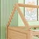 preview thumbnail 6 of 34, Twin Over Twin Low Bunk Bed with House-shaped Bed Roof Frame, Ladder, Guardrails, Headboards and Footboards For Kids Floor Bed