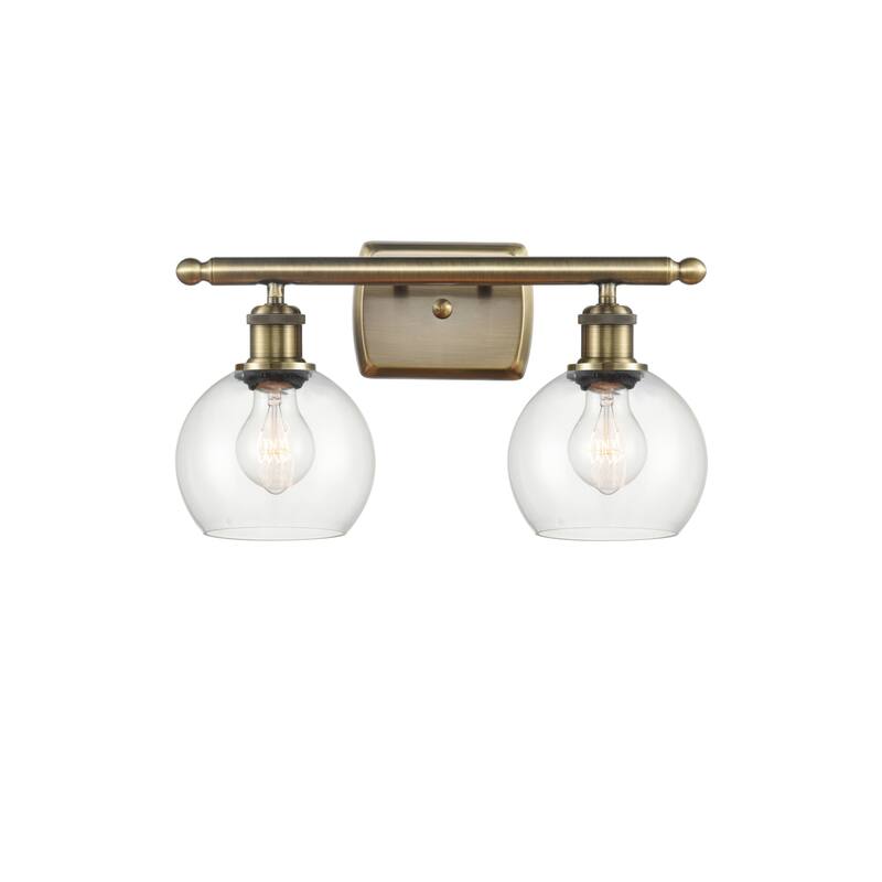 Innovations Lighting 516-2W-9-16 Athens Vanity Athens 2 Light 16" Wide - Antique Brass / Clear