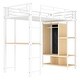 preview thumbnail 27 of 31, Metal Loft Bed with Built-in Wardrobe and Storage Shelves, Twin Size Loft Bedframe with Bulit-in Desk and Hanging Rod for Kids