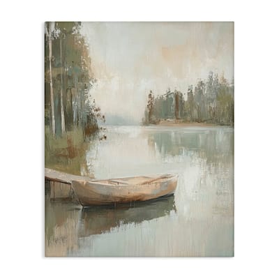 Stupell Canoe at Quiet Dock Canvas Wall Art Design By Petal Prints Design