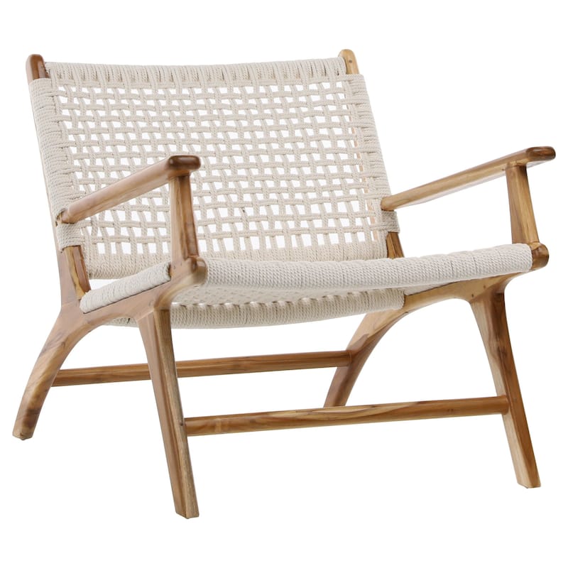 Clyde Teak Upholstered Occasional Chair, White