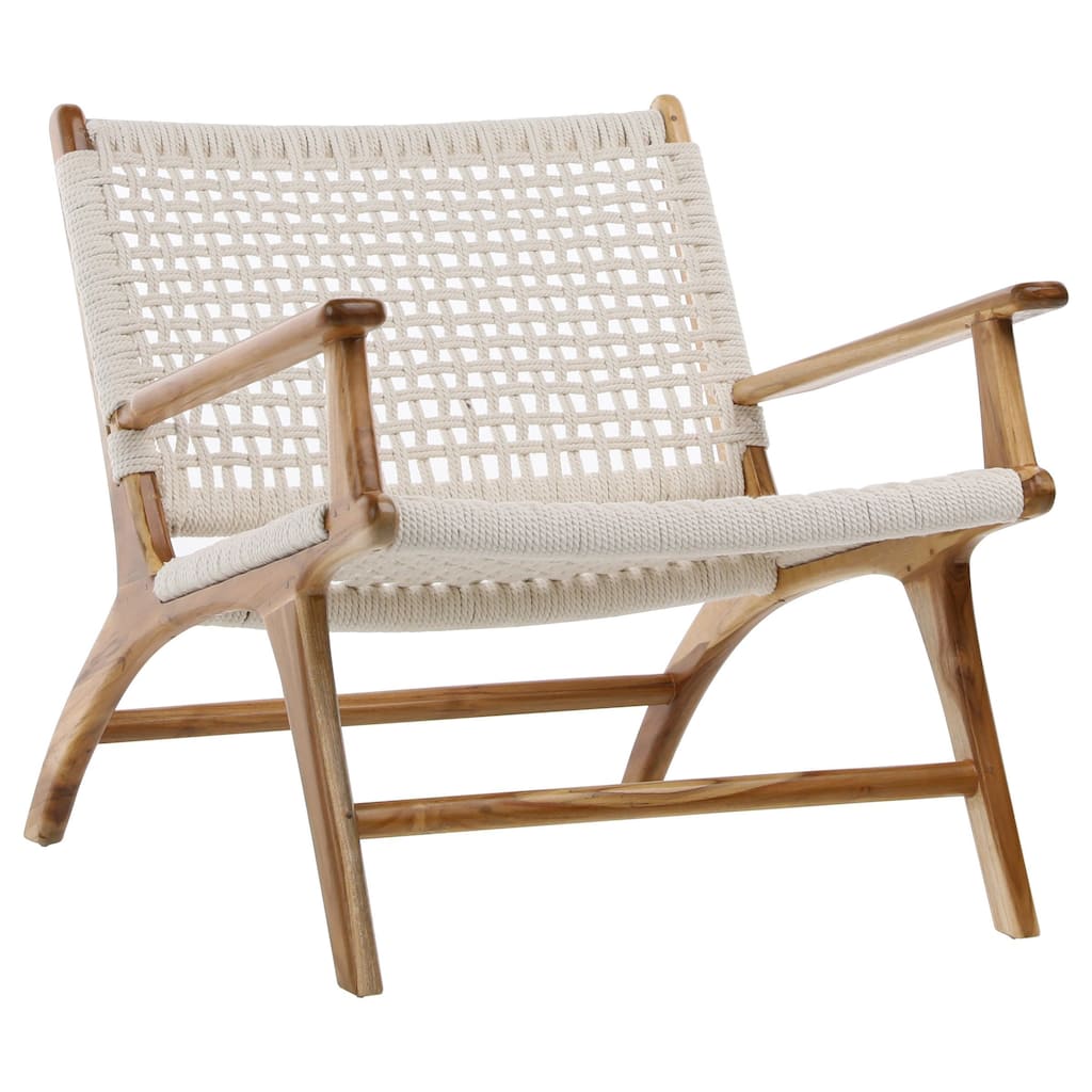 Clyde Teak Upholstered Occasional Chair, White