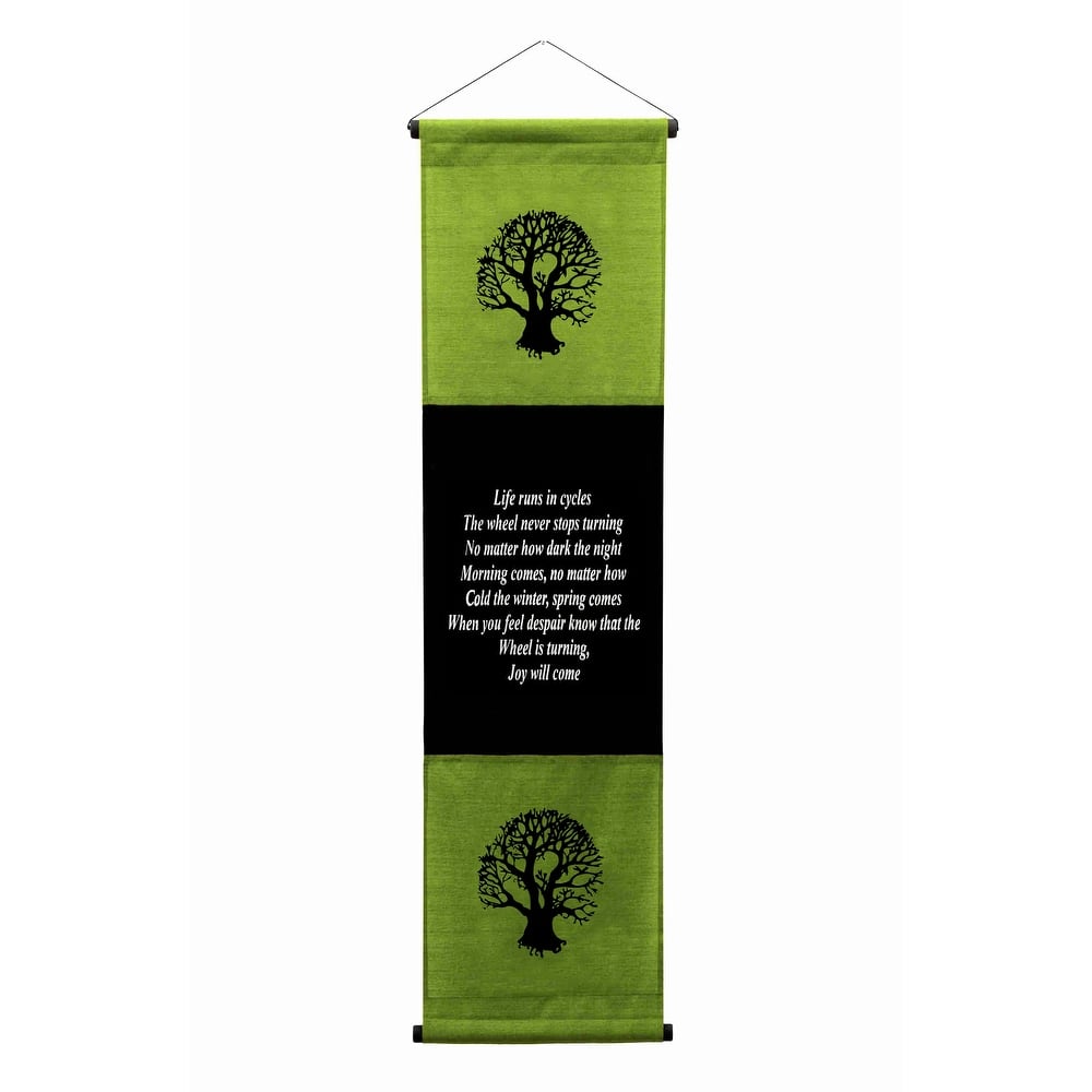 Inspirational Wall Decor "Life Run in Cycles" Banner Art, Inspiring Quote Hanging Scroll, Saying Tapestry