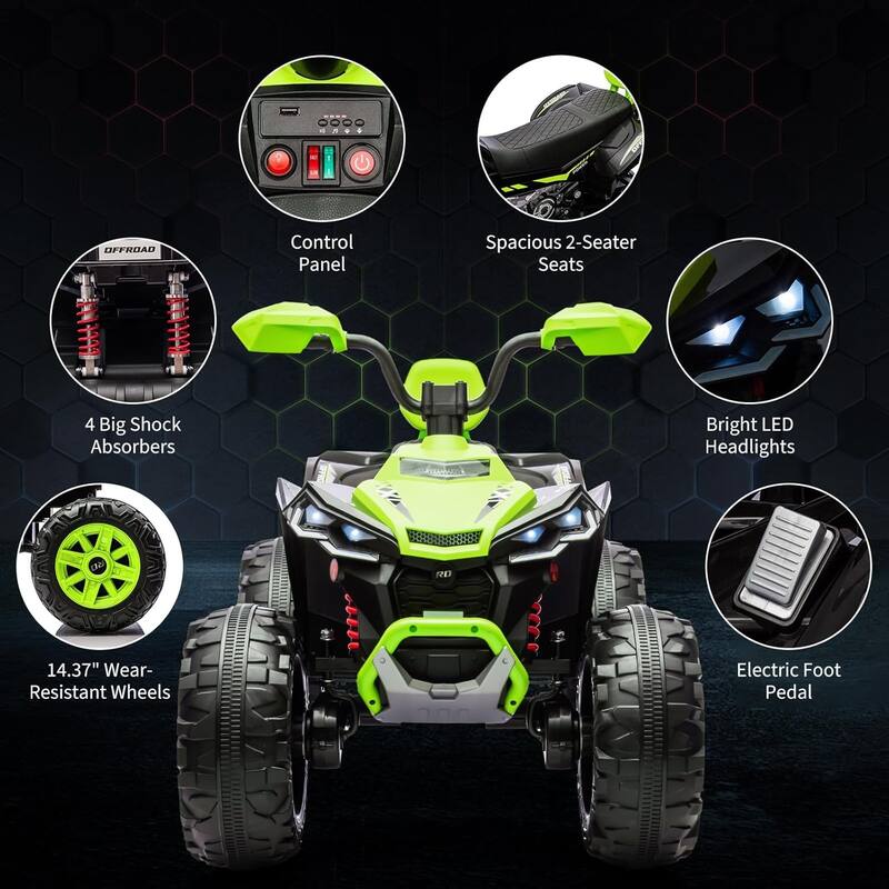 2-Seater Kids Ride-On ATV, 24V Electric Quad 4 Wheeler with 800W Motors