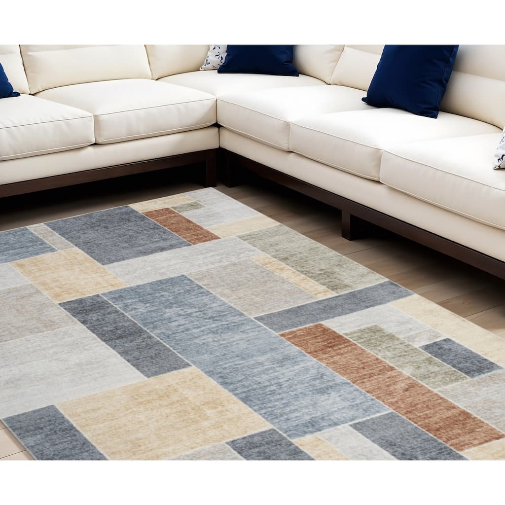 Pidu Power Loomed Geometric Modern Area Rug By HomeRoots - 108' X '79' X '0.25