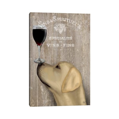 iCanvas "Dog Au Vine Yellow Labrador" by Fab Funky Canvas Print