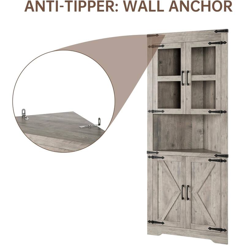Corner Cabinet with Barn Door and Adjustable Shelves