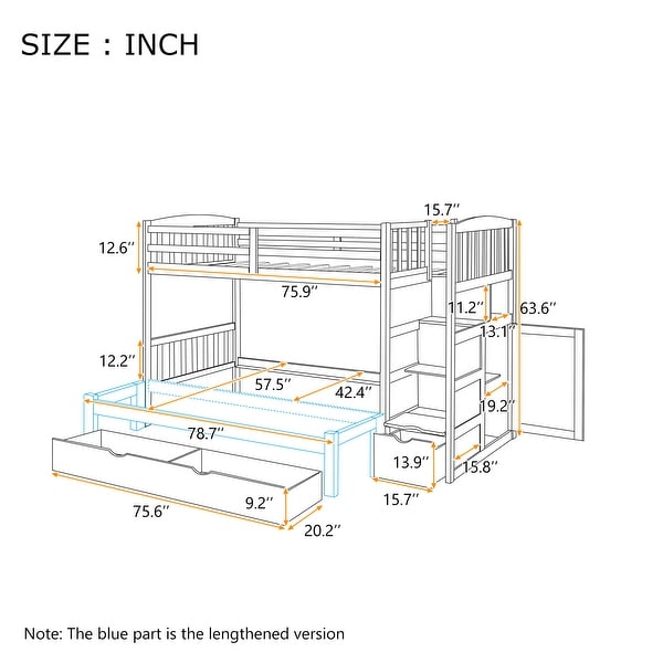 Nestfair Twin Over Full Bunk Bed with Storage Shelves and Drawers