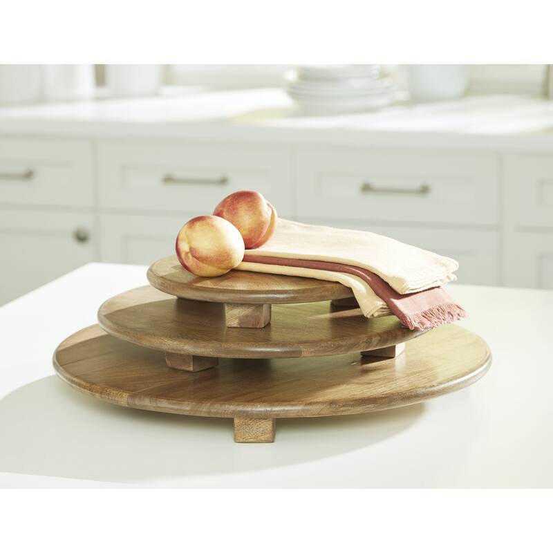 Signature Design by Ashley Kaidler Brown Tray Set (Set of 3) - 18.25" W x 18.25" D x 1.88" H