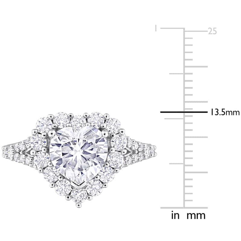 Miadora 3ct DEW Heart-Shaped Created Moissanite Ring in Sterling Silver