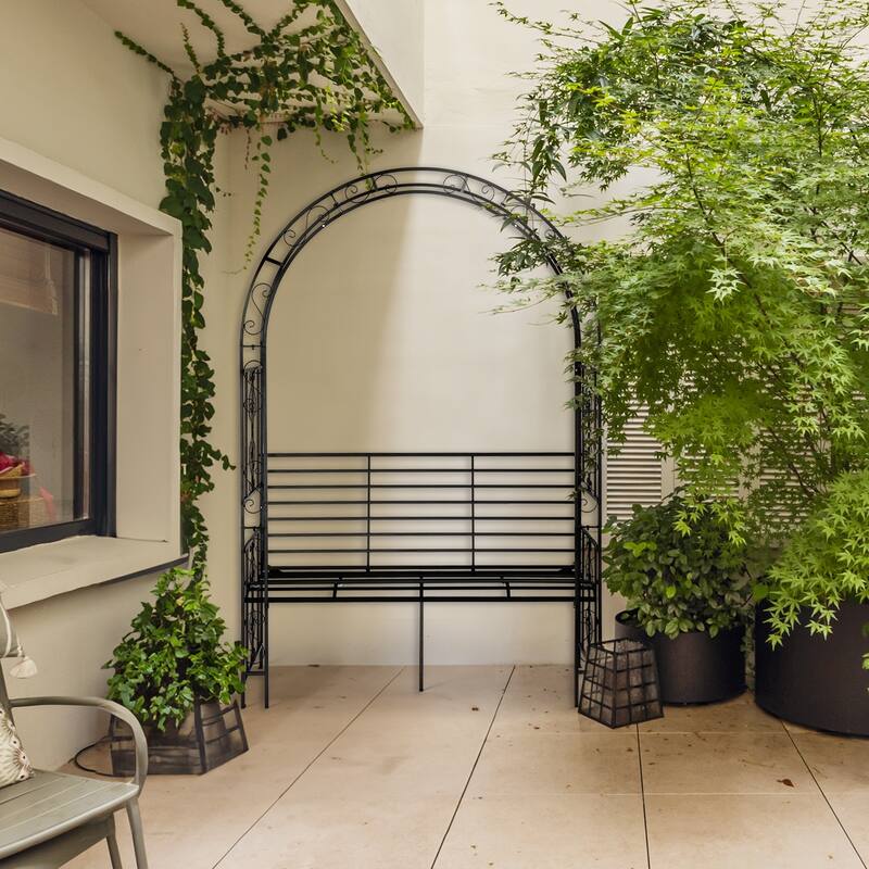 79.5” High Black Metal Garden Trellis for Roses Climbing Flowers Vines and Outdoor Gardens - 53.4” x 23” x 79.5”