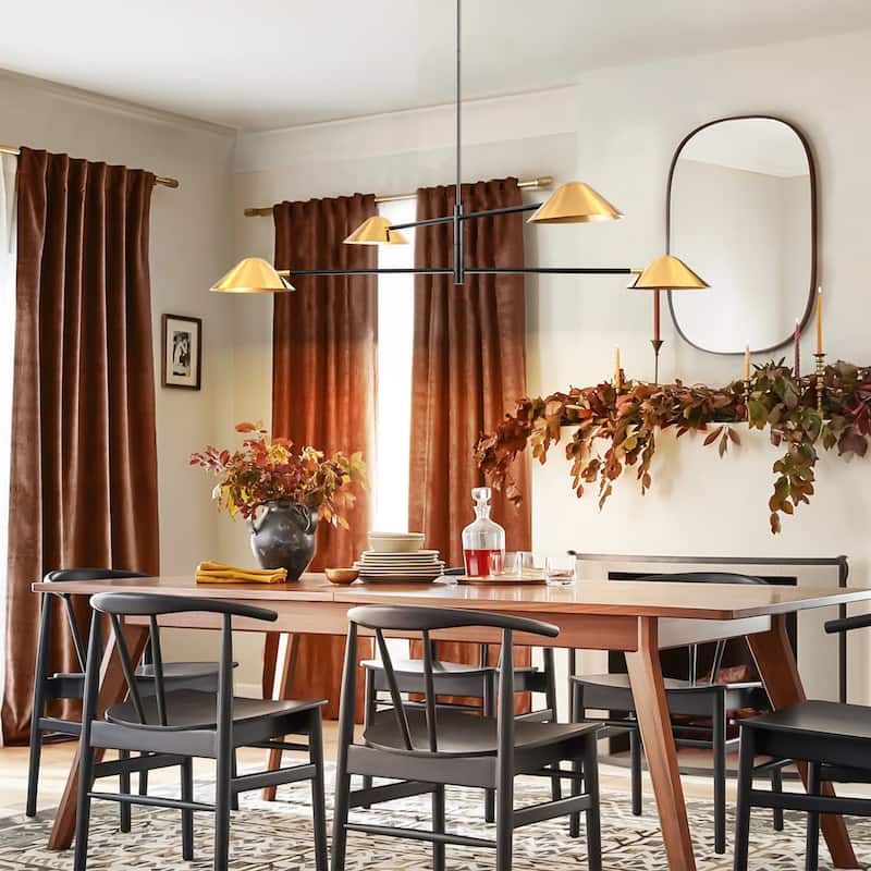 Rennnsan 4-Light Modern Industrial Linear Sputnik Gold Chandelier for Dining Room