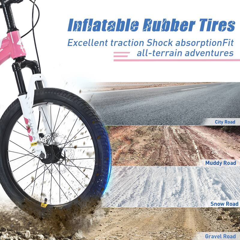 Mountain Cycling Bike 20 Inch Road Bicycle, Steel Single Speed Bikewith Dual Disc Brakes and Suspension Fork for Kids & Teens