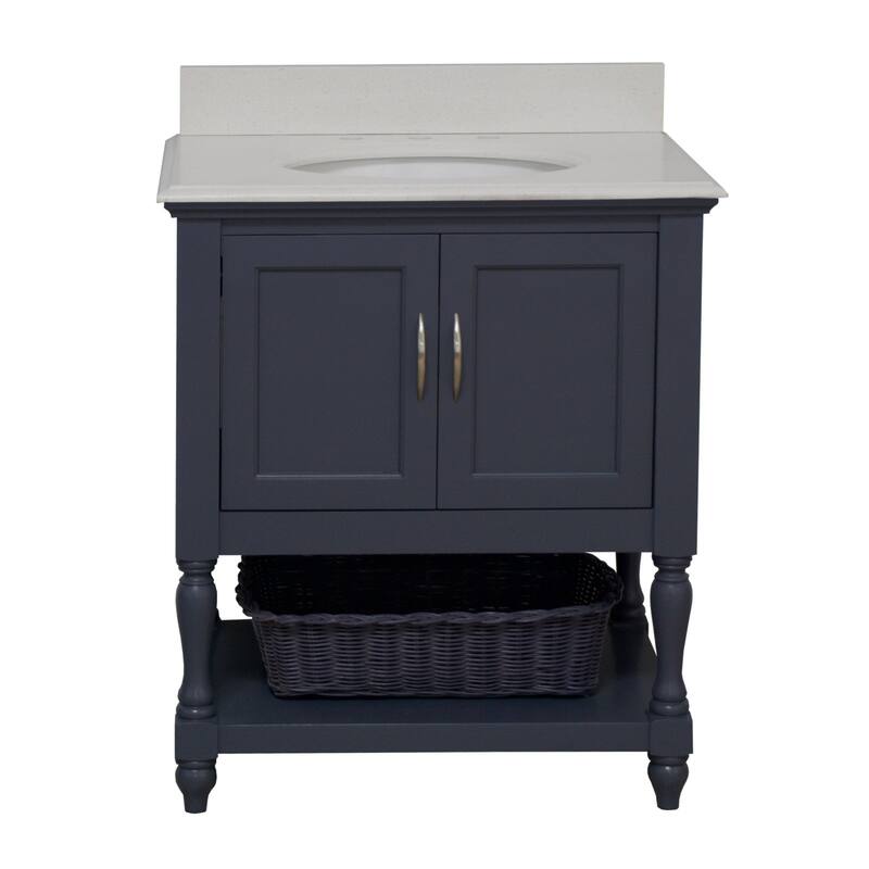 KitchenBathCollection Beverly 30" Bathroom Vanity with Quartz Top