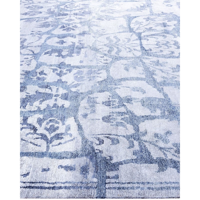 Modern One-of-a-Kind Hand-Knotted Area Rug, Blue - 8' 2" x 10' 2"
