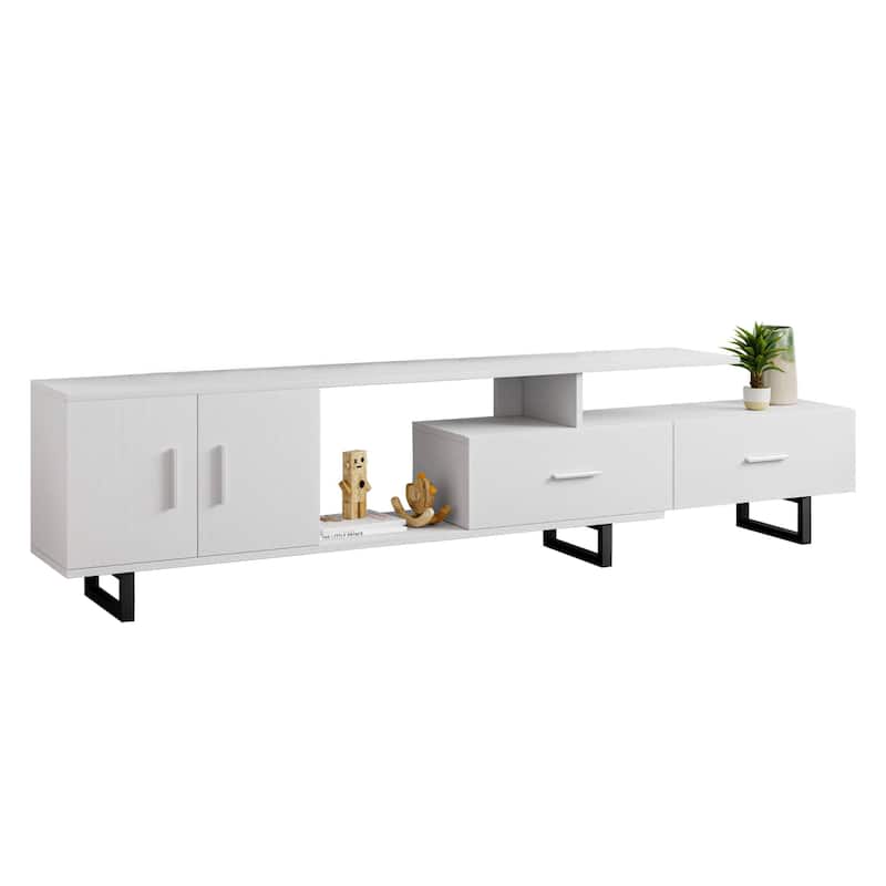 Avery 55-inch 2-Drawer 4-Shelf TV Stand in Steel