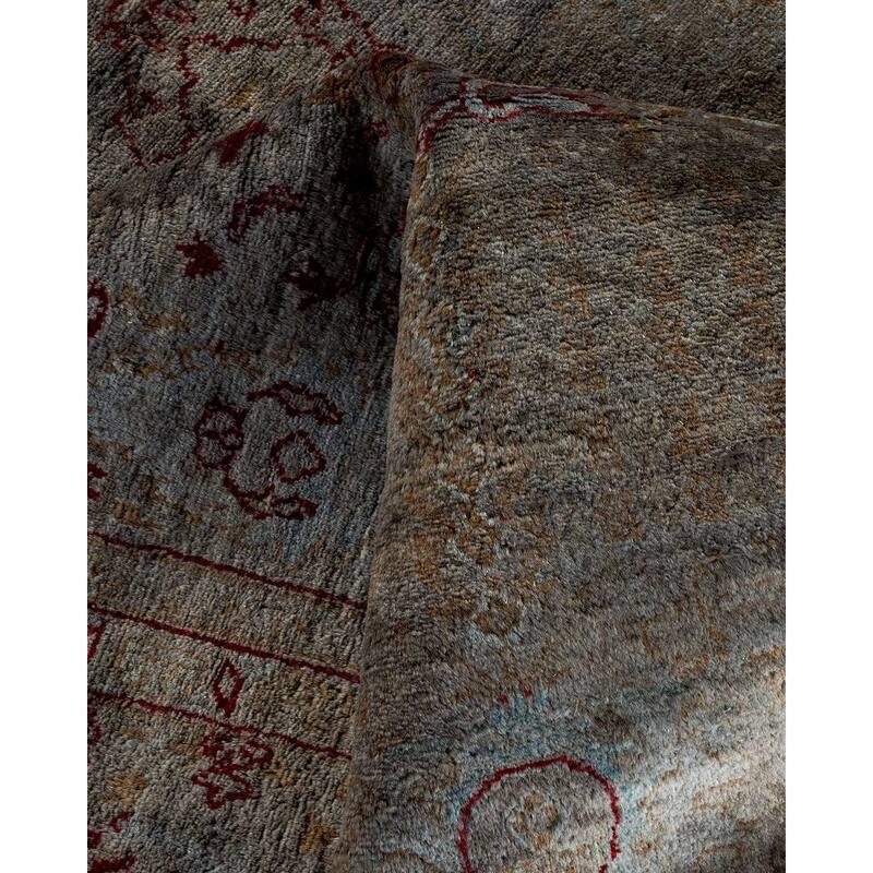 Overton Hand Knotted Wool Vintage Inspired Modern Contemporary Overdyed Gray Area Rug - 5' 10" x 7' 3"
