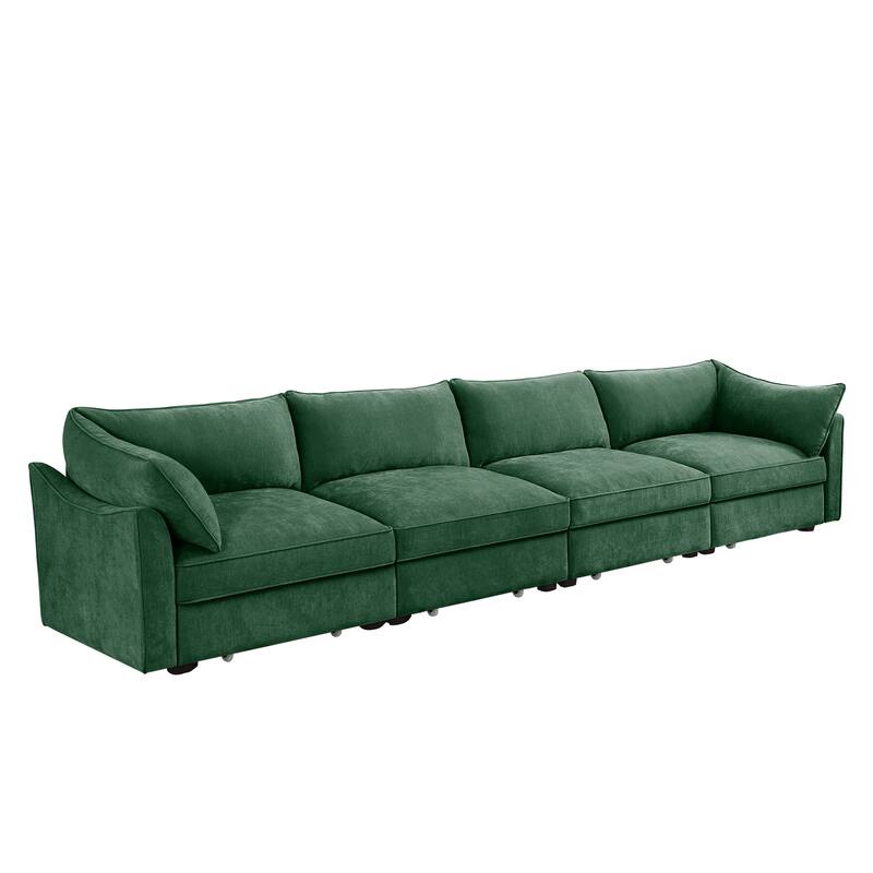 Super Large Wide & Deep Seat 4-Seater Sofa Couch with Storage Pull Out Drawer Under Each Seat
