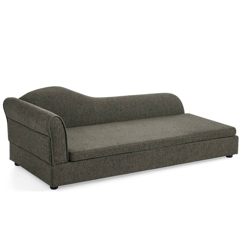 Oversized Pet Sofa, Elegant Modern Linen Fabric Elevated Dog Sofa Bed, Oversized Rectangular Pet Bed with Backrest & Armrest