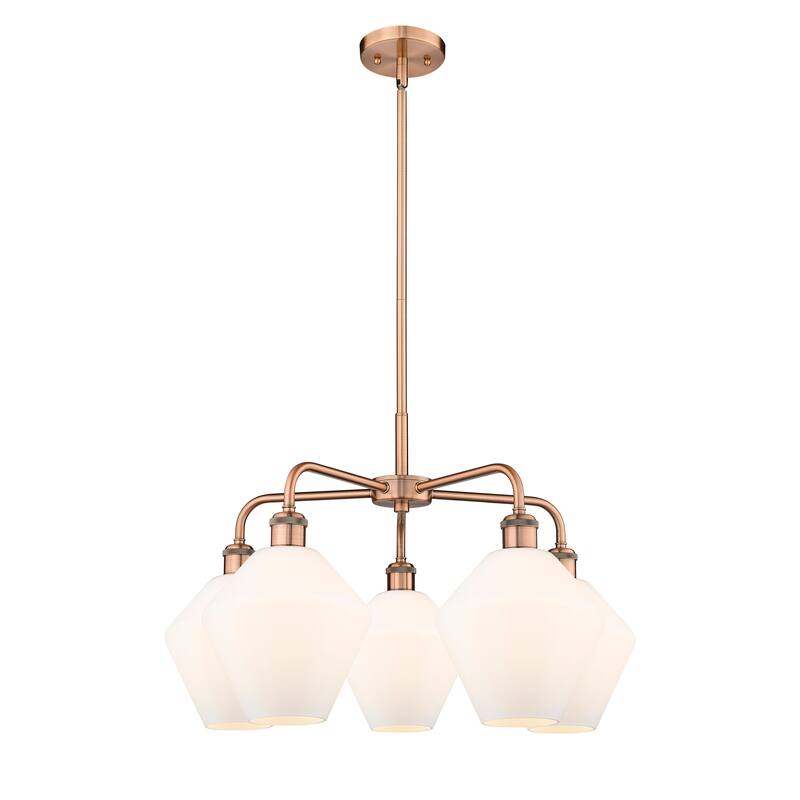 Innovations Lighting Cindyrella - 5 Light 8" Stem Hung Chandelier - Cased Matte White/Antique Copper