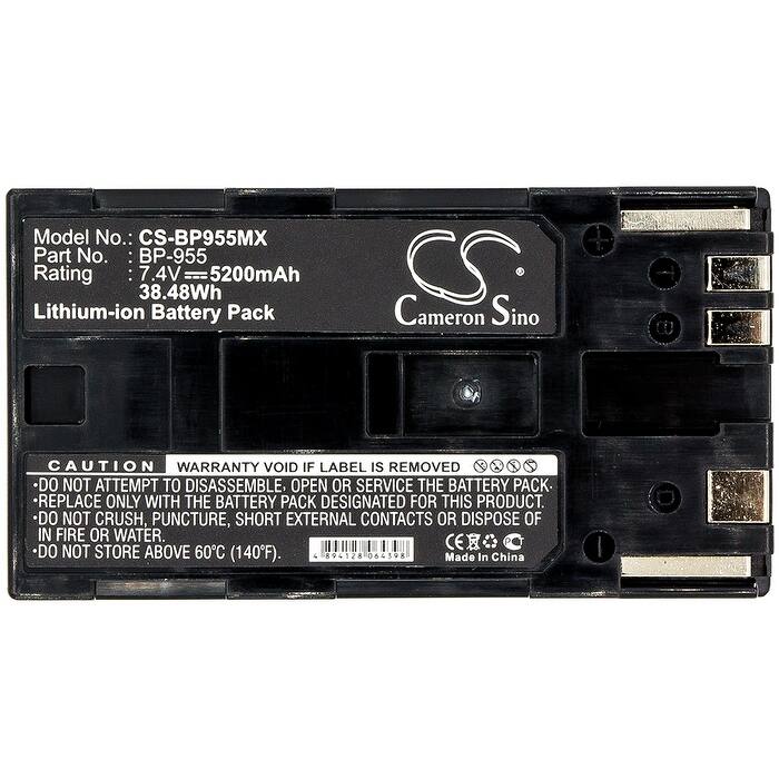Battery for Canon BP955 EOS C100 Mark II XF305 XL1 XL1S XL2 XM2 BP-955 5200mAh - Black
