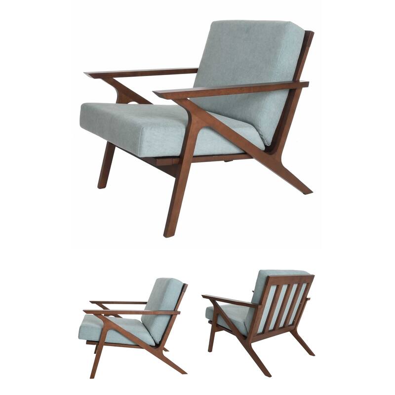 Zenvida Mid Century Modern Armchair Solid Hardwood Upholstered Accent Chair