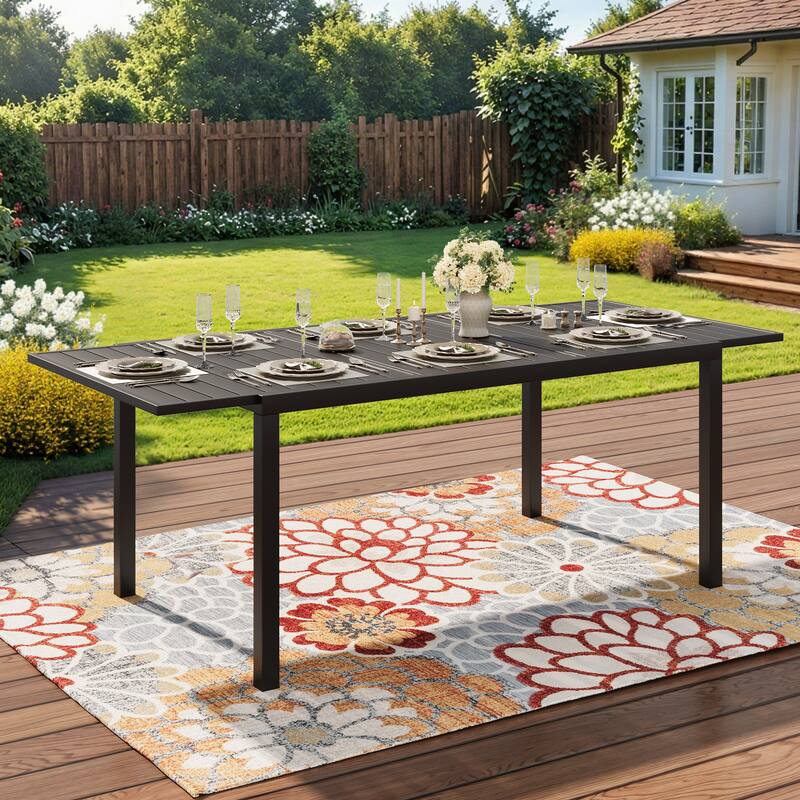 62"-84" Extendable Outdoor Dining Table Set for 6-8 Person, Rectangular Outdoor Furniture Adjustable Table for Porch,Backyard