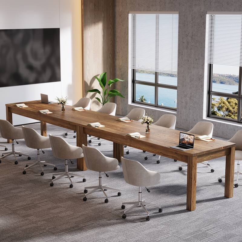 6.5 ft Solid Wood Conference Table, 78.7" Rectangular Meeting Table