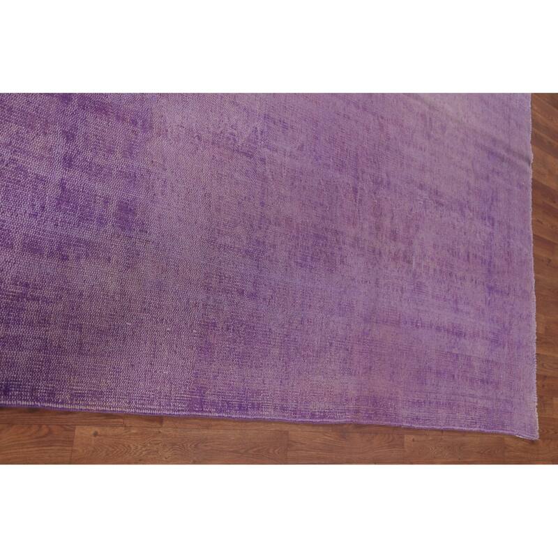 Purple Anatolian Turkish Vintage Area Rug Hand-Knotted Wool Carpet - 7'4" x 11'1"