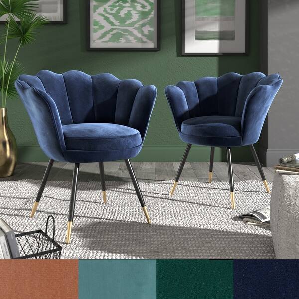 slide 2 of 37, Angela Black and Gold Metal Leg Velvet Seashell Accent Chair (Set of 2) by iNSPIRE Q Bold
