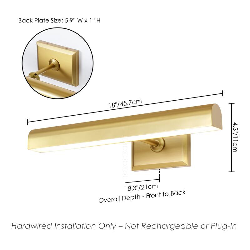 1-Light Brass/Matte Black/Chrome Dimmable Linear LED Iron Wall Light with Warm 3000K Light